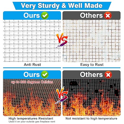 Valchoose Upgraded 2Pack Mesh Screen Crimped 304, 5 Mesh 11 X 14.2 inch, Not Easy Falling Off Metal Mesh Woven, Pretty Sturdy Wire Mesh Not Rusty, Stainless Steel Mesh Flexible, Heat Resisting