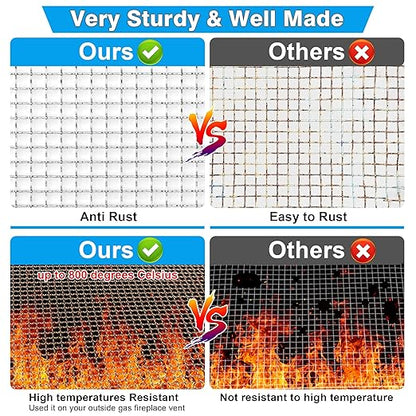 Valchoose Upgraded 2Pack Mesh Screen Crimped 304, 5 Mesh 11 X 14.2 inch, Not Easy Falling Off Metal Mesh Woven, Pretty Sturdy Wire Mesh Not Rusty, Stainless Steel Mesh Flexible, Heat Resisting