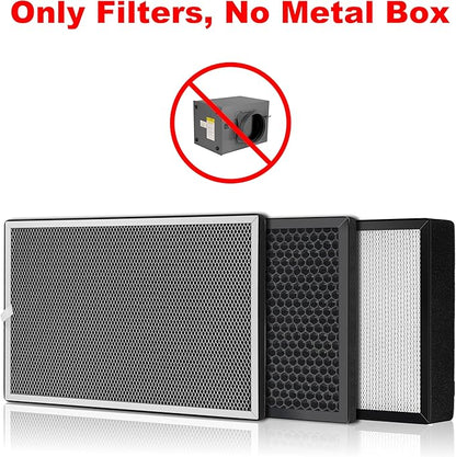 Replacement 3-Stage Filter Set for WEIWORLD 8/10 Inch Purification Box, Includes Pre-Filter, H11 HEPA, and Activated Carbon Filter