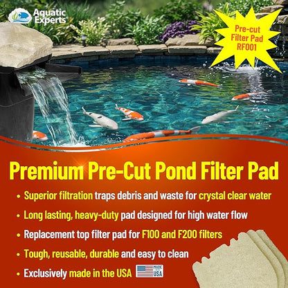 Aquatic Experts Beige COARSE Pond Filter Pad - 1.25 inch Thick - Compatible with Savio Livingponds RF001 Top Pad - Made in USA (19" x 19" - 3 Pack)