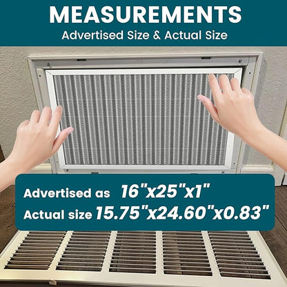 16x25x1 Air Filter-MERV 8, Washable & Reusable Electrostatic Filter, AC/HVAC Furnace Filters, Lasts a Lifetime, Permanent Air Filter, Breathe Fresher,Home And Office Actual Size:15.5x24.65x0.82 Inch