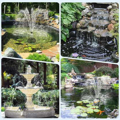 POPOSOAP 70W Solar Pond Filter with Fountain Pump, Solar Powered Water Pump with 580GPH Pond Filter for Outdoor Ponds, Adjustable Diverter Valve for Koi Ponds, Waterfalls, Garden Water Features