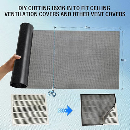 39x16 inch Customizable DIY Floor Vent Covers, Magnetic PVC Vent Mesh for Wall, Ceiling & Home Floor, PC Case Dust Mesh Filter