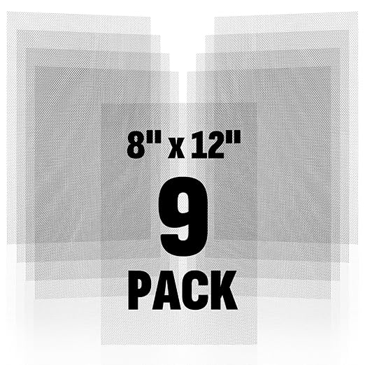 9 Pack 304 Stainless Steel Mesh Screen, 8'' x 12'' 20 Mesh Wire Screen Mesh, Rust Free Woven Wire Mesh, Metal Mesh Screen for Air Vents, Window Screen, Filters, Garden Covers