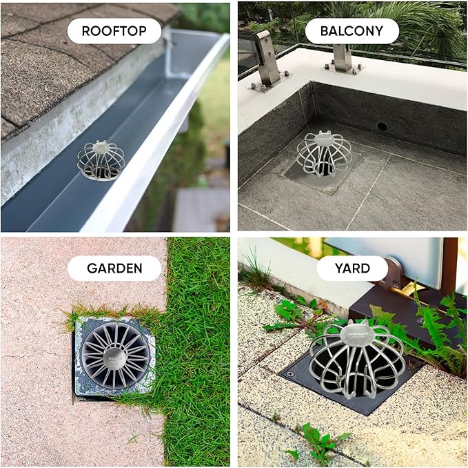 Gutter Guard, 304 Stainless Steel Roof Drain Cover, Anti-Clogging Filter for Leaves & Debris, Outdoor Pipe Protector for Roofs, Balconies, and Gardens (Pack of 2, 2 inch)