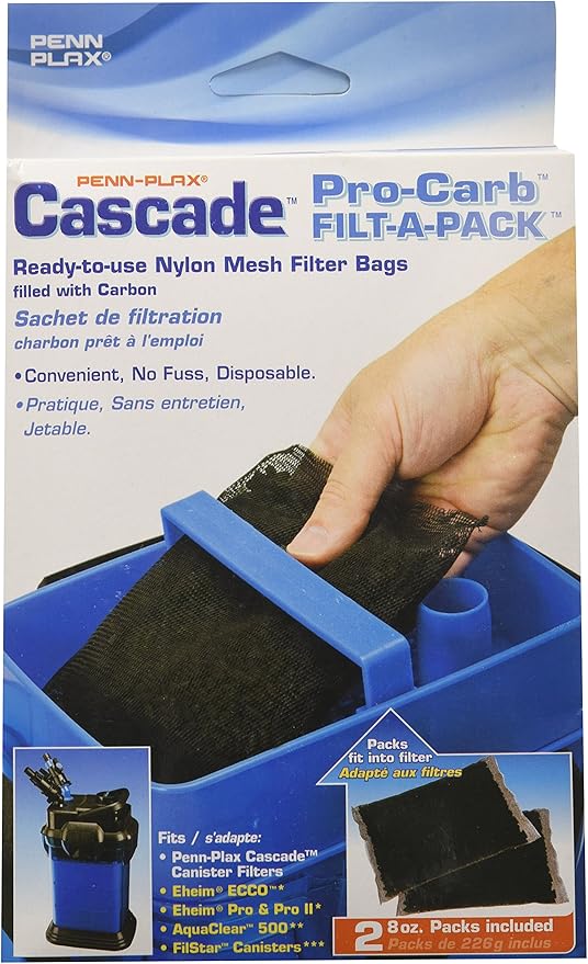 PENN-PLAX Cascade Pro-C Aquarium Canister Filter Media Bags – 8 Oz – 2-Pack