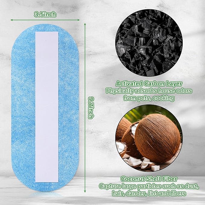 15Pcs Ceiling Fan Air Purifier Filters, Made with Coconut Shell Carbon to Trap Dust, Odors & Allergens | Unscented, Universal Fit for All Fan Blades