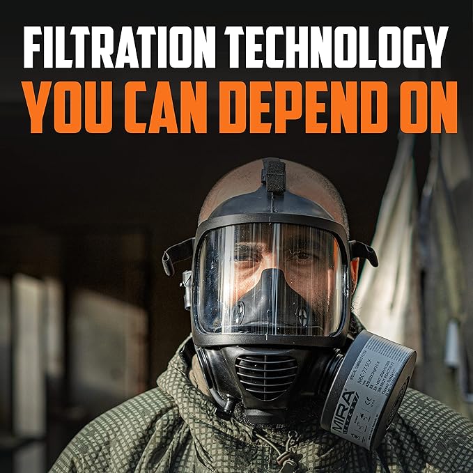 MIRA Safety - NBC-77 SOF - Single 40mm Gas Mask Filter - Special Combined CBRN Respirator Filters - NATO Standard Size (40mm x 1/7") - Canister Filter Fits CBRN Gas Masks - 20 Year Shelf Life