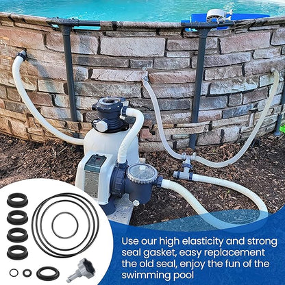 Pool Sand Filter Pump Seal Gasket Replacement for Intex Sand Filter Pumps Motor Seals, Pool Sand Pumps Part Hose Seals Repair Kit Include 11228 11412 L-Shape O-Ring Gasket and Air Release Valve