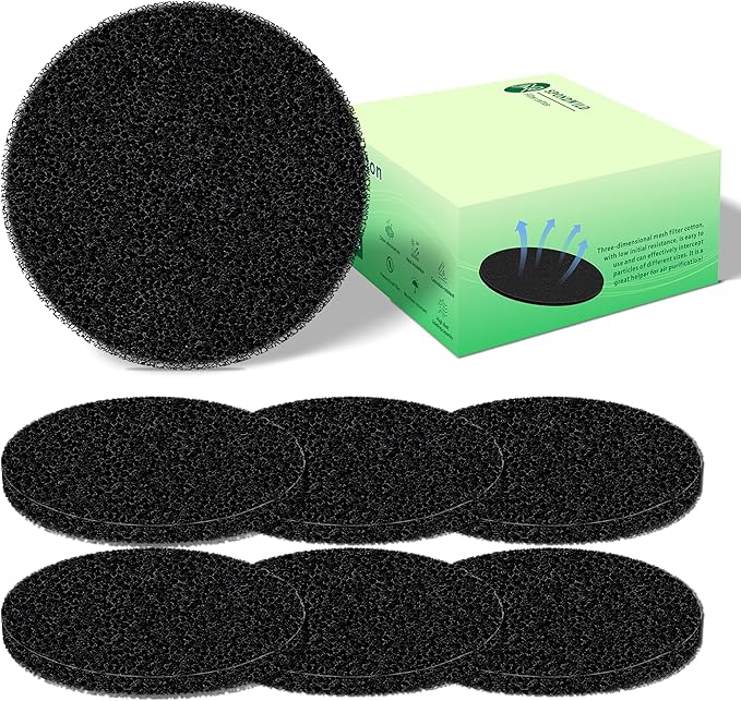 Polyurethane Activated Charcoal Filters -7 Pack 7.3 Inch Round Strong Odor Control Replacements for Kitchen and Countertop Compost Buckets/Bins