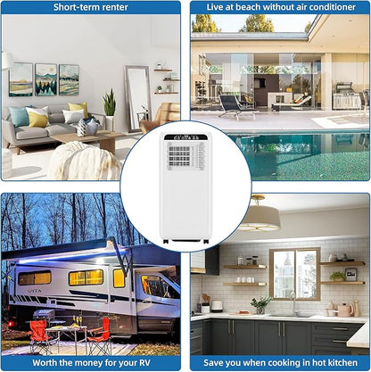 Portable Air Conditioner 8000 BTU With Remote Control, 24H Timer & Smart/Sleep Mode, Cools Rooms Up to 350sq.Ft 4-In-1 Cooling, Cooling AC Unit With Fan & Dehumidifier for Bedroom, Dorms, Indoor Roo