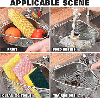 Hemoton Triangle Corner Sink Strainer Basket 8.46X6.10X2.95In Kitchen Drain Basket with Portable Lightweight Design Food Residue Filter for Fruits Vegetables and Kitchen Waste