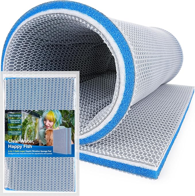 Borlech 8-Layer Fast-Acting Aquarium Filter Pad - Cut-to-Size Aquarium Floss Media for Fish Tank, Pond, Sump - Fast Water Polishing in Hours (15.75"x11.81"x0.6", 1 Pack)