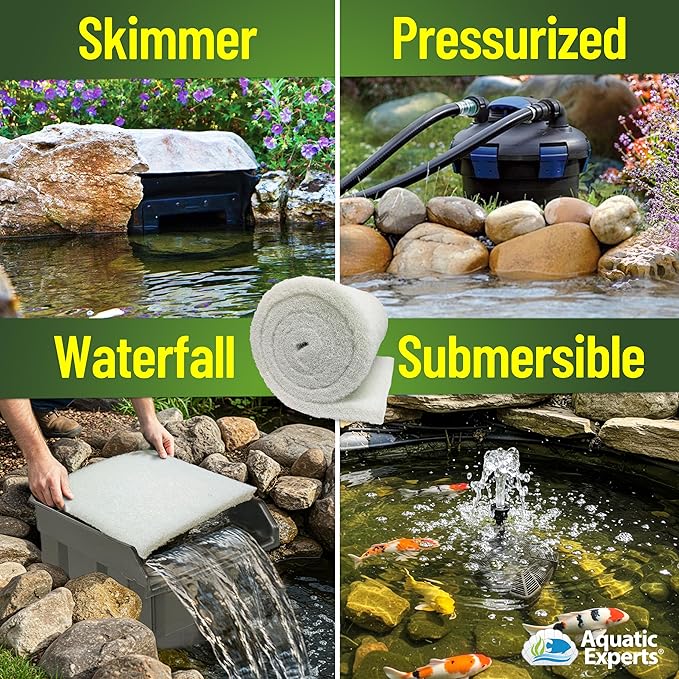 Aquatic Experts Classic Koi Pond Filter Pad FINE - White Bulk Roll Pond Filter Media, Ultra-Durable Pond Filters for Outdoor Ponds, Reusable Fish Pond Filter Material, USA, (3/4" - 1" x 18" x 72")