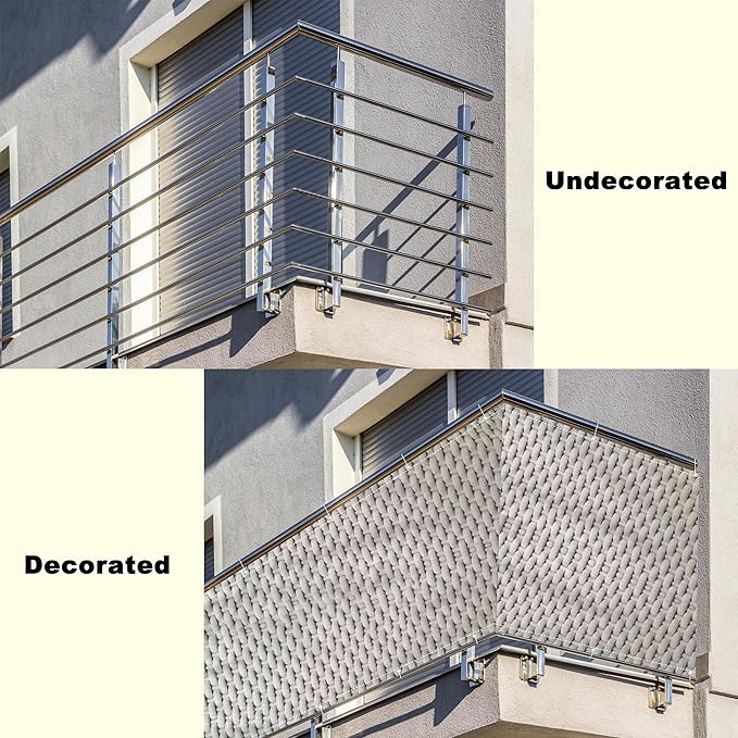 Fence Privacy Screen 6.6' x 32.8' UV Protection Weather-Resistant Privacy Screen for Fence, Included Cable Zip Ties for Decks, Patios, Backyards, Outdoor Pools, Porches, Railings, Weaving Pattern
