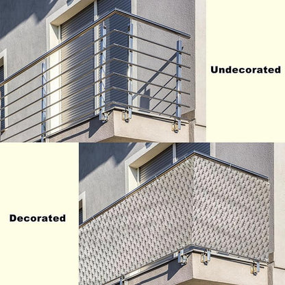 Balcony Privacy Screen 6.6' x 26.2' UV-Protection Wind-Resistant Outdoor Dog Fence, with Grommets, for Porch Deck Backyard Patio Garden, Weaving Pattern
