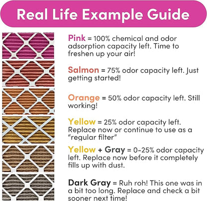 18x30x1 Air Filter by Colorfil | Color Changing Filters for Cat and Dog Odor | MERV 8 Furnace AC Filter for Pet Hair and Dust | 17.75"x29.75"x0.75" Exact Size | Pack of 6