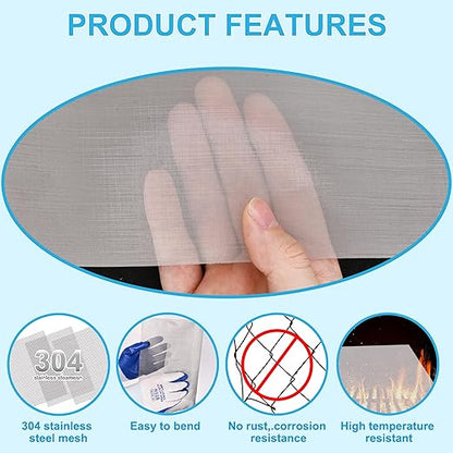 4 Pcs 13x9 (33cmx23cm) 40 Mesh 304 Stainless Steel Wire Mesh Sheet, Rustproof Metal Mesh Sheet Screen for DIY Crafts, Vent Covers, Garden Fencing, Window Protection & Industrial Filters