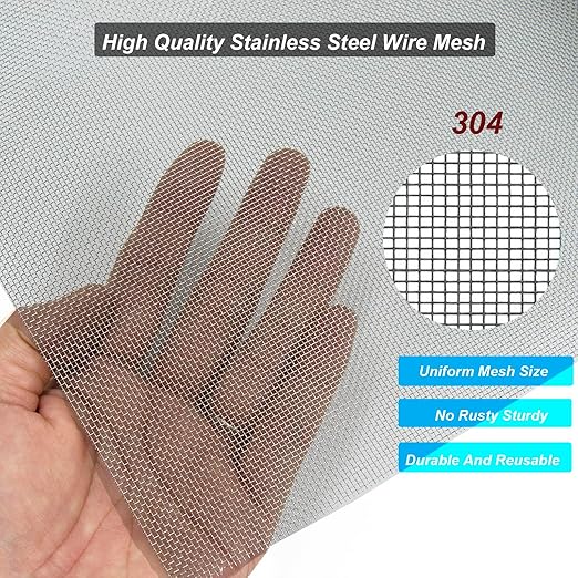 6PACK 304 Stainless Steel Metal Mesh Screen, 12"x8"(30x21cm) Vent Screen, 20Mesh 1mm Hole Fine Wire Mesh Sheet, Easy to Cut for Air Vent, Door, Window, Cage, Filter and DIY Project