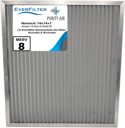 14x14x1 Electro-static Air Filter (1-Ct) AC Furnace Filter, Reusable & Washable 4-Stage Electrostatic Filter for Residential and Commerical HVAC (Actual Size: 13.75 x 13.75 x 0.75 Inches)