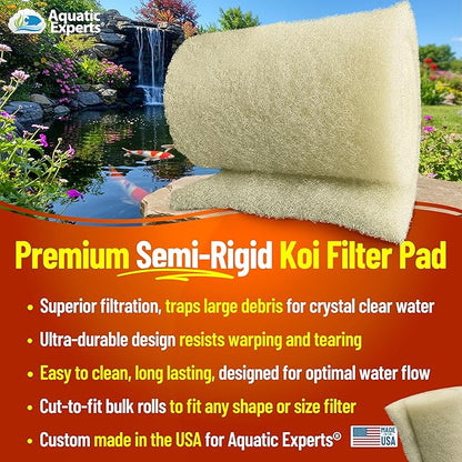 Aquatic Experts Beige COARSE Pond Filter Pad - 1.25 inch Thick - Bulk Roll Water Garden Filter Pond Media - Made in USA, (1.25 inch by 14 inch by 56 inch)