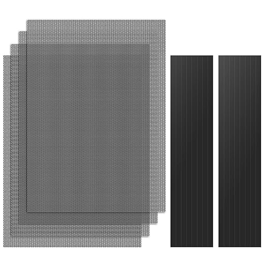 MoKo 400x300mm DIY PC Case Dust Mesh Filter, [4 Pack] PVC Dustproof Magnetic Dust Filter Cover, PC Mesh Grill with Magnetic Frame Strip Computer Cooler Fan Dust Filter for Computer PC Case, Black