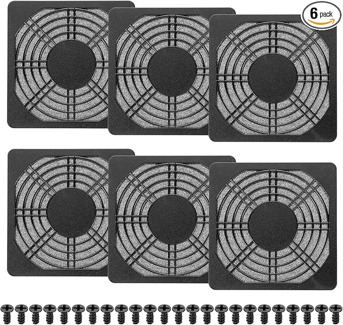 PATIKIL 110mm Fan Filter Grill, 6 Pcs Plastic Ventilation Dustproof Grill Cover Cooling Ventilator with Screws for Industry Workshop Computer Case Refrigerators Air Conditioning, Black