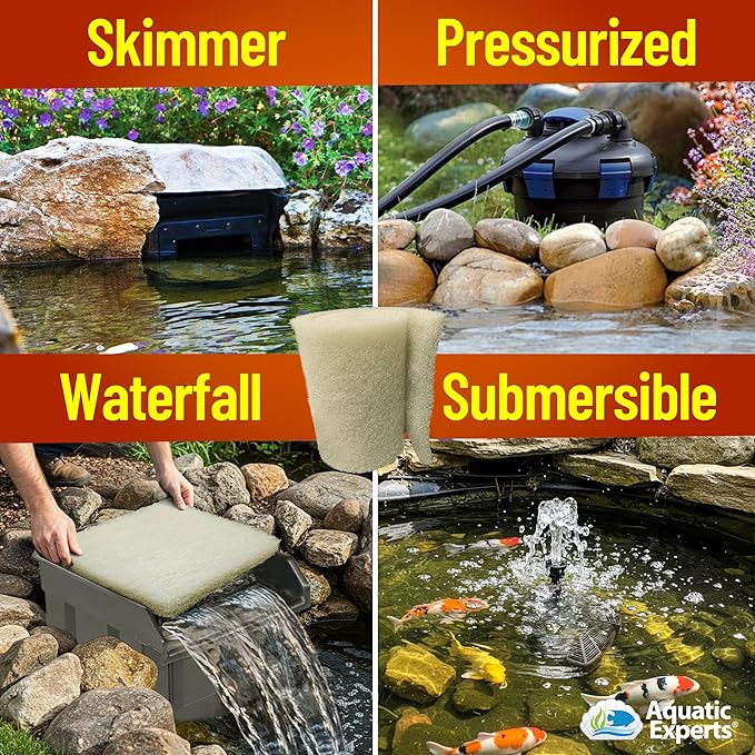 Aquatic Experts Beige COARSE Pond Filter Pad - 1.25 inch Thick - Bulk Roll Water Garden Filter Pond Media - Made in USA, (1.25 inch by 14 inch by 56 inch)