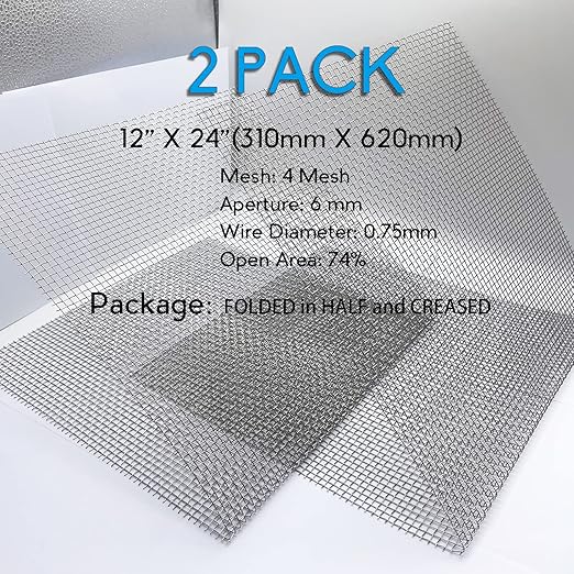 Upgraded 2PACK SS Wire Mesh, 4 Mesh Completely Welded, 12 X 24 in(310mm X 620mm), Stainless 304, Easy to Cut and Make Straight, Never Rust by Valchoose