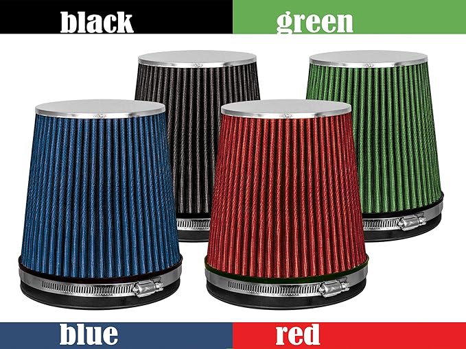 Mortar Aftermarket Auto Air Filter – 6 In Flange ID Car Enthusiast Class Universal Cold Air Intake Gulps in More Air for More Engine Power & Passionate Induction Sound, Length 6 In, Red