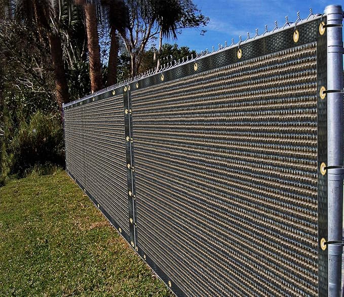 Ifenceview 6'x3' to 6'x50' Brown Shade Cloth/Fence Privacy Screen Fabric Mesh Net for Construction Site, Yard, Driveway, Garden, Railing, Canopy, Awning 160 GSM UV Protection (6' x 13')