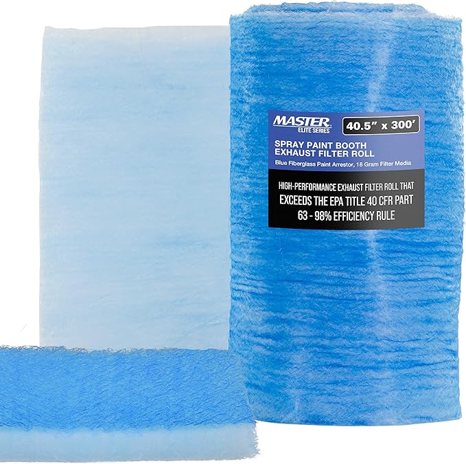 Master Airbrush Elite Paint Spray Booth Exhaust Filter Roll 40.5" x 300' - 18 Gram Heavy-Duty Fiberglass Paint Arrestor for Filtering Overspray Particles in Auto Body Shops & Refinish Booths