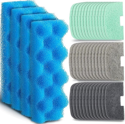 40 Pcs Replacement Filter Media Kit Compatible with Fluval 206/207, Aquarium Filters Set Including 4 Biological Foams, 36 Ammonia/Phosphate/Nitrite Remover