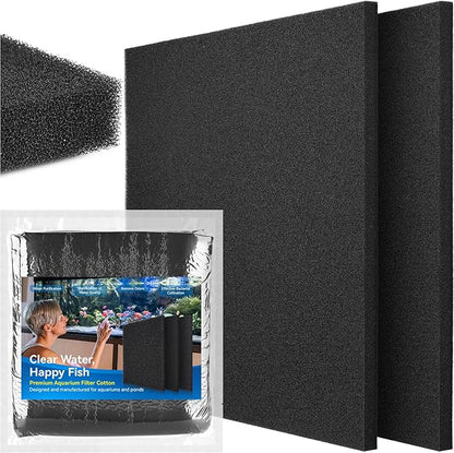 Borlech Aquarium Bio Filter Sponge Pad - Cut-to-Size Aquarium Filter Media for Fish Tank, Pond, Sump - Mechanical & Biological Filtration (18.5"x18.5"x0.8", 50PPI, 2 Pack)