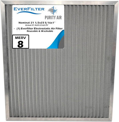 21 1/2x23 5/16x1 Electro-static Air Filter (1-Ct) AC Furnace Filter, Reusable & Washable 4-Stage Electrostatic Filter for Residential and Commerical (Actual Size: 21 1/2 x 23 5/16 x 0.75")