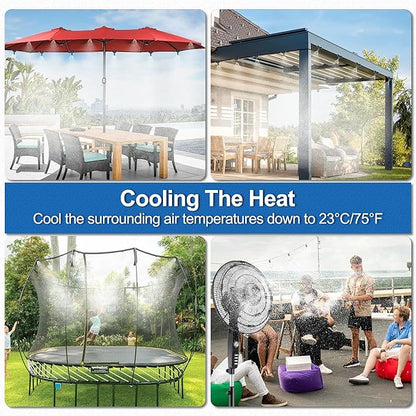 Misters for Outside Patio,Outdoor Water Misting Cooling System,99FT|30M.Backyard Mist Kit for Garden,Greenhouse,Fan,Deck,Umbrella,Canopy,Pool,Porch.Trampoline Sprinkler Park,BBQ Party Accessories