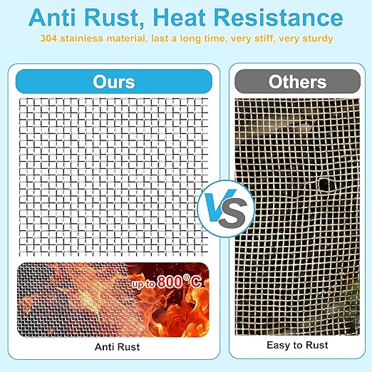 8 Pcs 13x9 (33cmx23cm) 5 Mesh 304 Stainless Steel Wire Mesh Sheet, Rustproof Metal Mesh Sheet Screen for DIY Crafts, Vent Covers, Garden Fencing, Window Protection & Industrial Filters