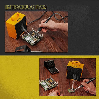 KOTTO Solder Smoke Absorber Remover Fume Extractor Smoke Prevention Absorber DIY Working Fan for Soldering Station (Yellow)