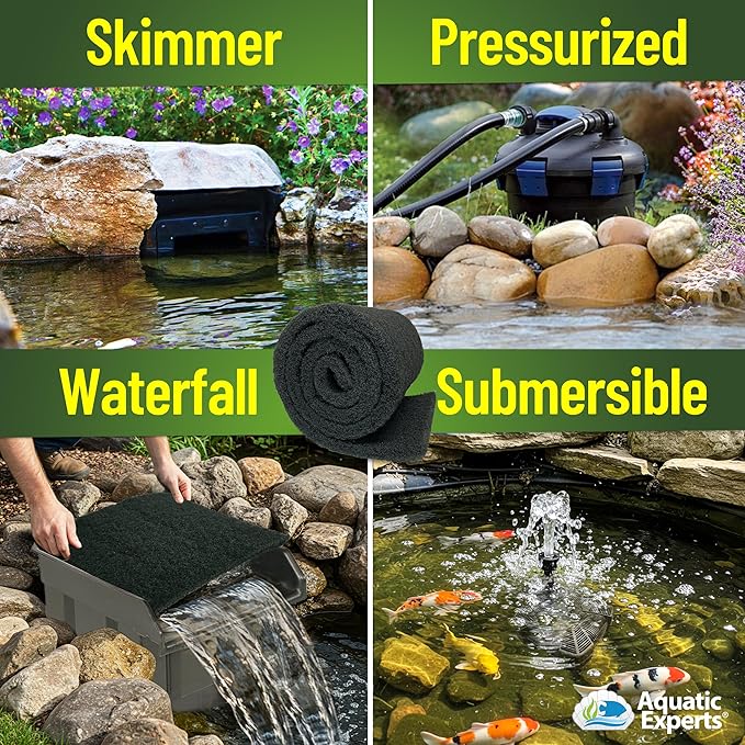 Aquatic Experts Classic Koi Pond Filter Pad COARSE – Black Bulk Roll Pond Filter Media, Rigid Ultra-Durable Latex Coated Fish Pond Filter Material US, (18" x 36")