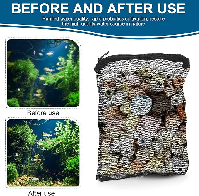 10Pcs Media Bags for Aquarium Fine Mesh Bag Aquarium Filter Media Bags with Plastic Zipper Suitable for Activated Carbon, Filter Stones, Ceramic Rings（Black）