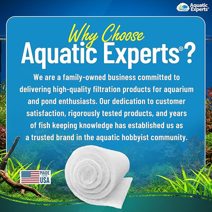 Aquatic Experts Aquarium Filter Floss for Fish Tank Filters - FilterFirst Aquarium Filter Pad - Media Roll for Crystal Clear Water, 3/4" - 1" Thick (12 Inch Wide, 12 Feet Long)