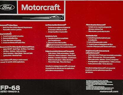 Motorcraft FP-68 Cabin Air Filter, Original Version, 1 Count (Pack of 1)