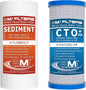 APPLIED MEMBRANES INC. Whole House Water Filter Replacement Filter Cartridge Set | 2 Stage 4.5” x 10” Sediment and Carbon Block Filters | Fits 10-inch Housings