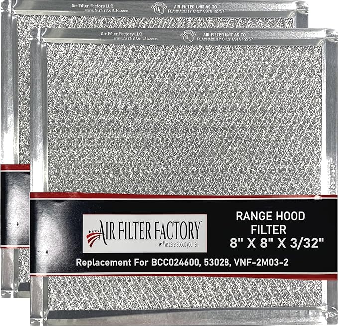 Air Filter Factory Stove Hood Vent 8X8 Inch RV Range Hood Vent Filter Replacement For BCC024600, 53028, VNF-2M03-2 Ventline Exhaust Fan 12-Layer Grease Filter 2-Pack