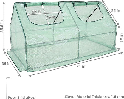 Sunnydaze Outdoor Portable Mini Cloche Greenhouse with 2 Zipper Doors - Green