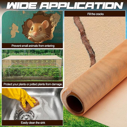 Lounsweer 36 Inch x 5 ft Copper Mesh Screen Roll, 90% Copper Insect Screen, Metal Wire Mesh Roll, Wire Fabric for Window Door Grounding Dense Filter Woven Crafts, to Keep Animals Away