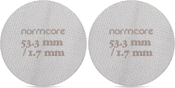 Normcore 53.3mm Puck Screen - Lower Shower Screen - Metal Contact Screen for Espresso 54mm Portafilter Filter Basket - 1.7mm Thickness 150μm - 316 Stainless Steel (Pack of 2)