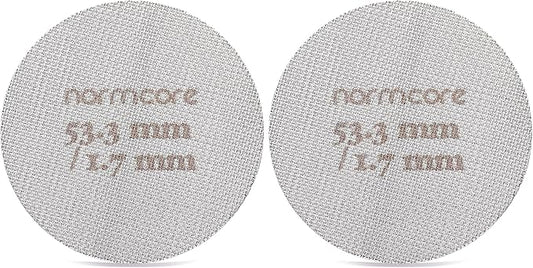 Normcore 53.3mm Puck Screen - Lower Shower Screen - Metal Contact Screen for Espresso 54mm Portafilter Filter Basket - 1.7mm Thickness 150μm - 316 Stainless Steel (Pack of 2)