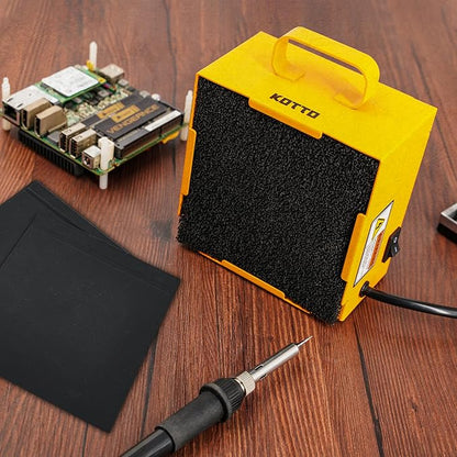 KOTTO Solder Smoke Absorber New with Removable Magnetic Flaps Remover Fume Extractor Smoke Prevention Absorber DIY Working Fan for Soldering Station (Yellow)