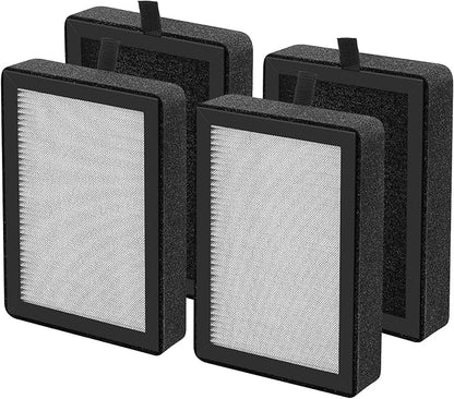 4 Pack LV-H128 Replacement Filter Compatible with LEVOIT LV-H128 / PUURVSAS (HM669A) / ROVACS (RV60) Air Purifiers, 3-IN-1 Filter for LV-H128-RF Replacement Filter